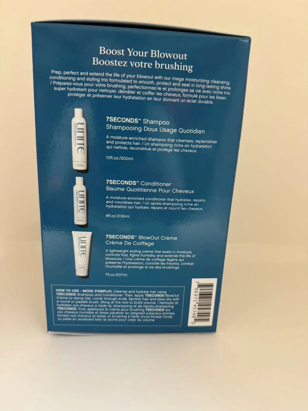 Unite 7 Seconds Blowout Kit (Shampoo 10oz and Conditioner 8oz and Blowout Creme 7oz)
